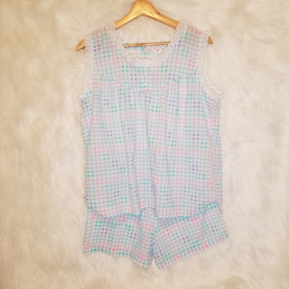 Vintage Ginham checkered Pastel Set 2 piece - Picture 2 of 9
